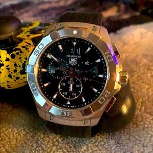 Watch aqua racer rubber band with clasp chrono